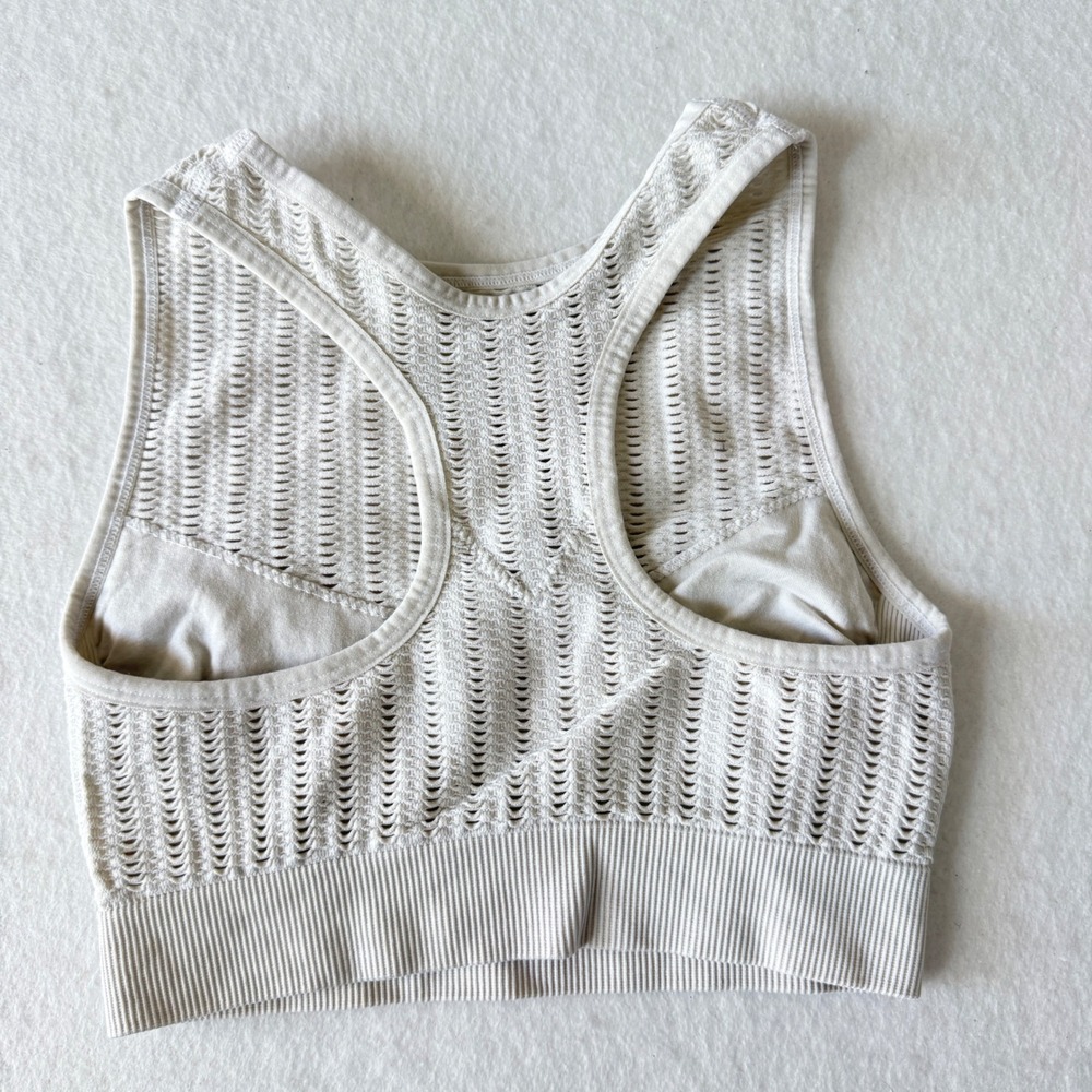 Betsey Johnson Performance Sports Bra Women XS‎ Cream Pointelle Racerback - Picture 5 of 5